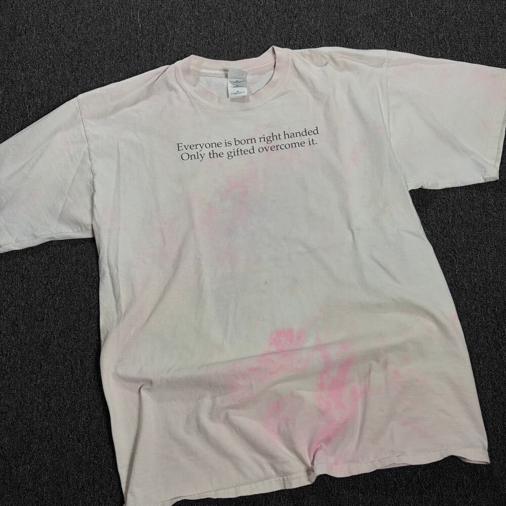 Vintage Y2k Left Handed Funny Meme Graphic White Tee Men's XL